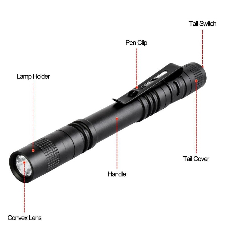 Tileon Pen Flashlight,2PCS Led Pen Light Flashlights with Clip,Mini Pocket
