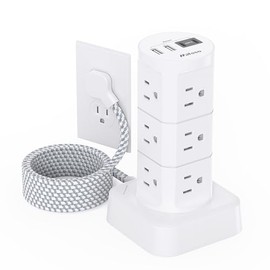 Regletas de enchufes con proteccin contra sobretensiones, enchufe plano de 12 tomas de corriente con 4 puertos USB, torre de estacin de carga...      