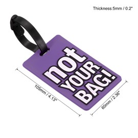 MECCANIXITY Luggage Tag, PVC Identifier Card Holder Label, Not Your Bag Pattern Travel Bag Tag with Adjustable Strap for Baggage Suitcase, Purple