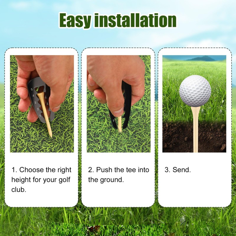 Lyreh Golf Tee Height Adjuster & Tees Holder Set, 5