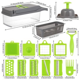 Vegetable Cutter, 16 in 1 with 8 Blades, Ideal as Manual Vegetable Cutter, Onion Cutter, Vegetable Slicer & Cutter for All Vegetable Cutter Applications
