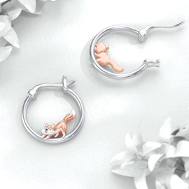 YueYuan Fox Earrings 925 Sterling Silver Animal Earrings Fox Jewellery Earrings for Women