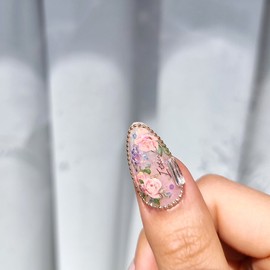 Rose Garden Handmade Nail Tips - Long Square / 장미 정원 수제네일팁 - 롱스퀘어