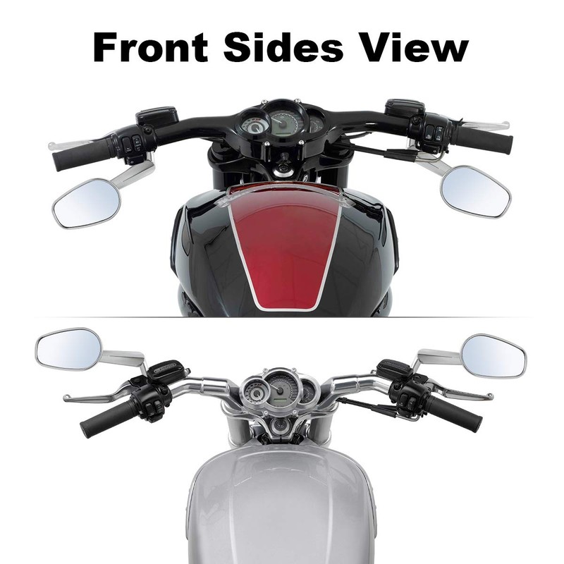 TCMT Pair of Motorcycle Chrome Rear View Mirrors Fits For