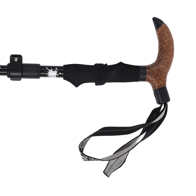 Trekking Pole Hiking Walking Stick 5 Fold Curved Handle Ultra