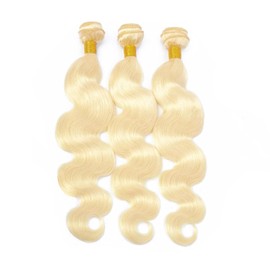 KODRHAR 12A Body Wave Honey Bundles #613 Blonde Human Hair 100% Unprocessed Remy Hair Extension Weave Bundles Blonde Color 08 10 12 Inch