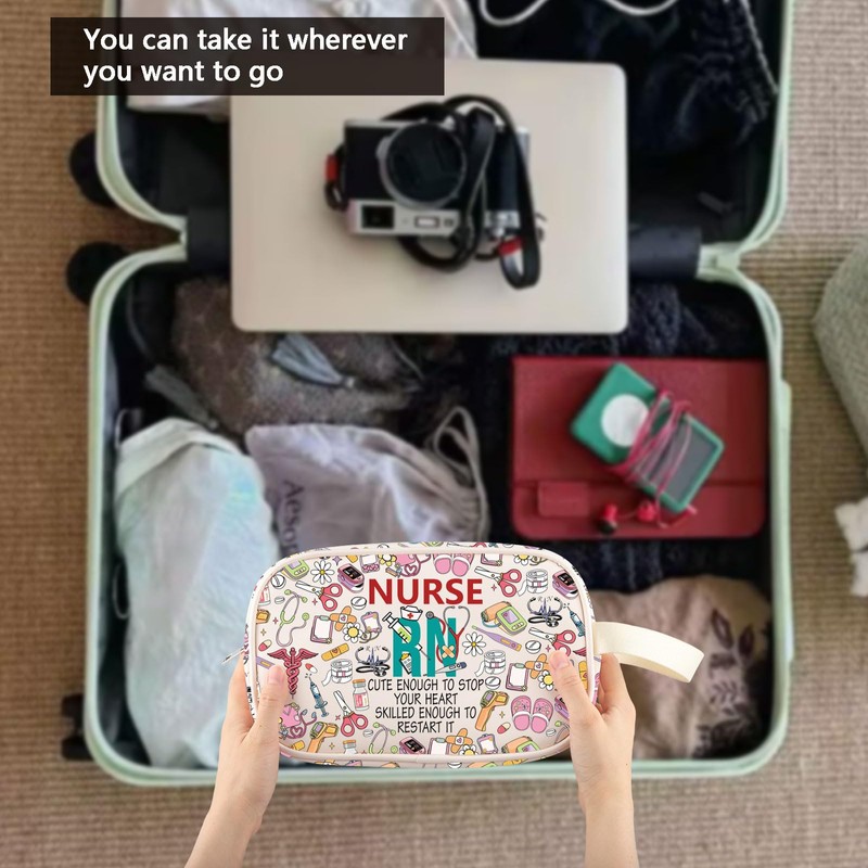 MEIKIUP Registered Nurse Gifts RN Makeup Bag Nursing Graduation Gifts