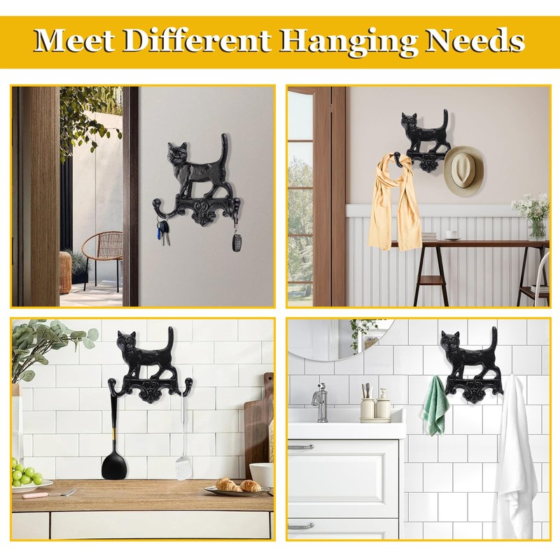 OwnMy Cast Iron Cat Key Holder Decorative Wall Coat Hooks