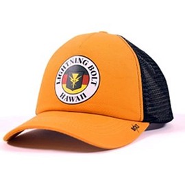 Lightning Bolt Hawaii Trucker Cap with Bolt Logo on Peak Sunflower-Y25, yellow