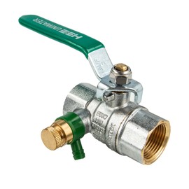 Uniwater Chrome Ball Valve with Drain 1497 DVGW up to +150 °C on Both Sides 3/4 Inch Female Thread