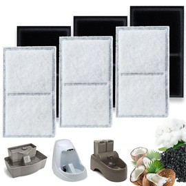 TOGGATH Cat Water Fountain Filter Compatible with PetSafe Drinkwell Platinum, Multi-Tier, Outdoor Dog, Everflow, Original Pet Fountain, Premium Pet Fountain Replacement Carbon Filter (6 PACK)