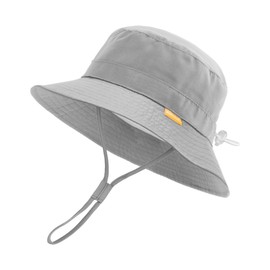 FURTALK Baby Toddler Kids Sun Hat UV Protection Fishing Hat Boys Girls Adjustable Foldable Summer Beach Sun Protection Bucket Hat with Wide Brim, gray, 6-24 months