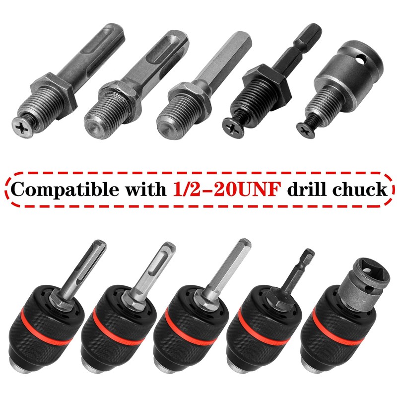 1.5-13mm Keyless Hand Drill Chuck 1/2-20UNF with SDS Plus Adapter,