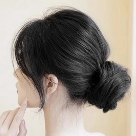 Human hair wig giblet band black dumpling hair (WFLOULB) / 인모 머리 가발 곱창밴드 블랙 만두머리 (WFLOULB)