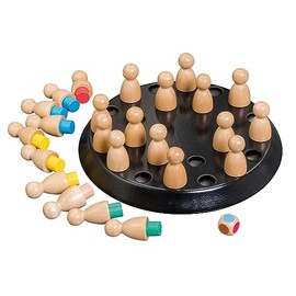 Philos 3171 Memo Game (Black, Black), Memory Chess, Match Stick, Memory Game Made of Wood, with 24 Game Cones with 4 Colours and 1 Dice, Made of MDF and Robinia Wood