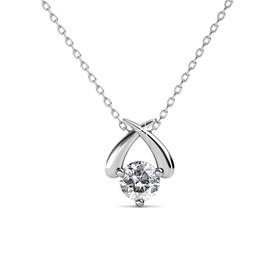 Cate & Chloe Eloise White Gold Pendant Necklace, Women's 18k White Gold Plated Necklace with a Unique Sparkling Solitaire Round Cut Crystal, Silver Pendant Necklace for Women