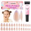 Plauva 26 uñas postizas para niños, diseño de margaritas moradas