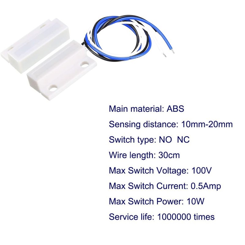 Gebildet 2 Sets White Magnetic Switch Wiring NO/NC Recessed Door