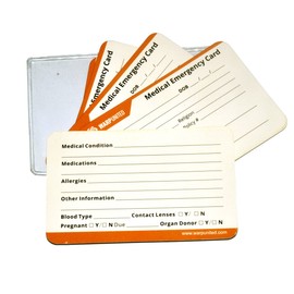 5-Pack Designer Medical Information Alert Emergency ID Card Stock 40pt Paper with Sheath 2.1 x 3.4 inch Credit Card Size for Wallet