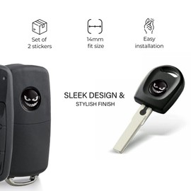 SkinoEu 2 x Diameter 14 mm 3D Key Emblem Sticker for Remote Control Car Moto Logo Key Badge Tuning Silver Black Smile Monster KSK 12