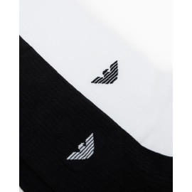 Emporio Armani Intimates Men's 2 Pack Short Socks, Black/White, One Size