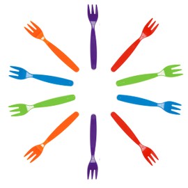 Harfield Pack of 10 Multicoloured Small Children's Forks Virtually Unbreakable Reusable Polycarbonate Plastic