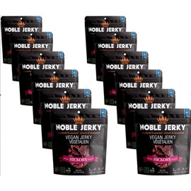 Noble Jerky – Vegan Jerky, Plant-Based High Protein Snack, Vegetarian, Non-GMO, Hickory Flavor, 12 Pack (70g Bags), 14g Protein Per Bag