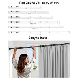 ALLZONE Heavy Duty Tension Shower Curtain Rod 42-83 Inches for Bathroom, Window, Non-Slip, Adjustable with Strong Spring Pole for Closet, Doorway, No Rust, No Drilling, Black