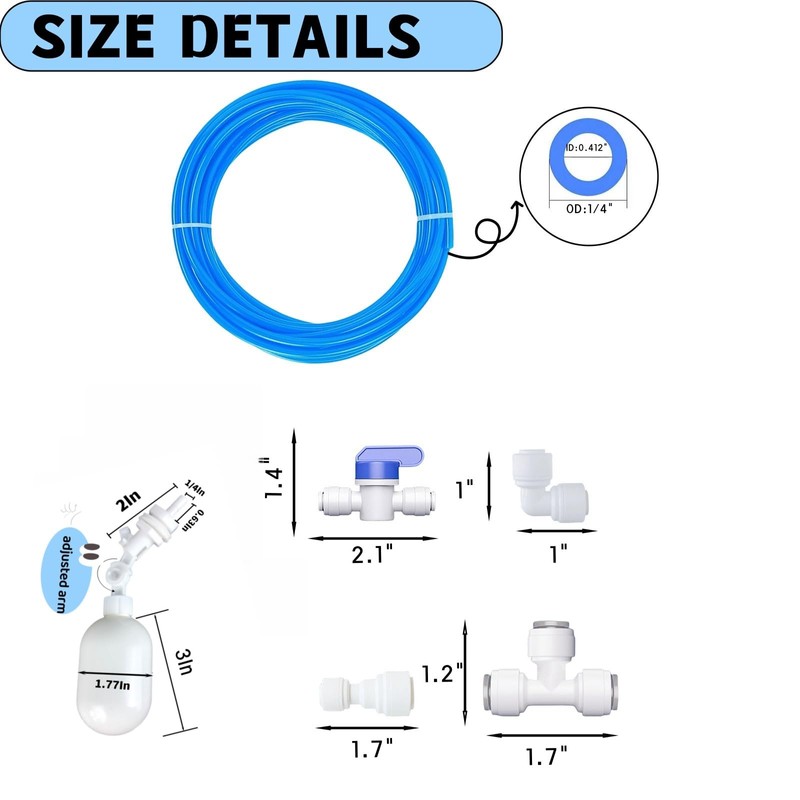 1/4 inch Tube Float Valve Kit for RO Water Reverse