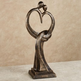 Touch of Class Everlasting Love Sculpture Bronze One Size, Crafted from Resin, Measures 20 inches in Height - Modern Decorative Sculptures for Table, Wedding, Anniversary - Sign of I Love You Statue