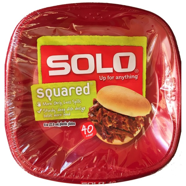 Solo Cup Solo Squared Plastic Plates 9" Red