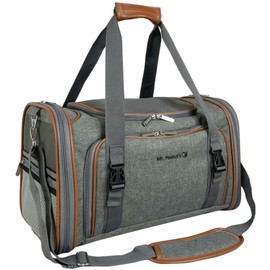 Mr. Peanut's Platinum Series Double Expandable Airline Approved Soft Sided Pet Carrier, Luxury Travel Tote with Premium Self Locking Zippers, 18LX10.4WX11 H