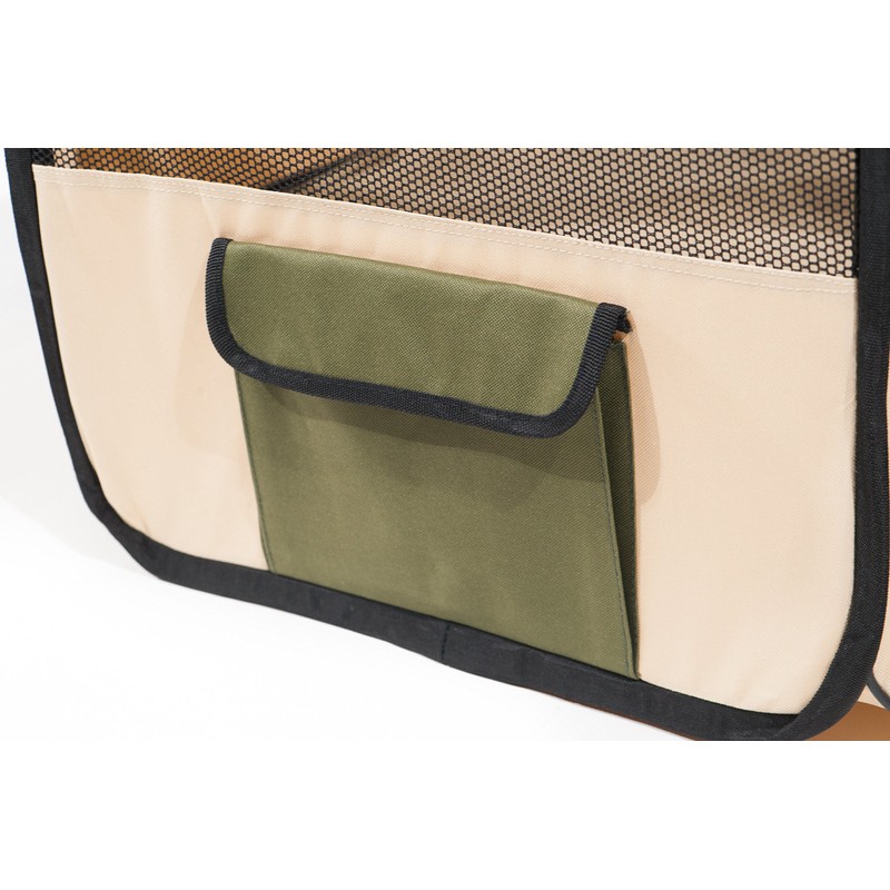 Pawer 45”×24” 8-Panel Foldable Pet Playpen, Olive+Beige, Personalize Embroidery Extra