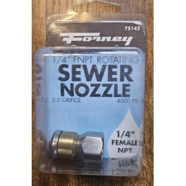 Forney 75142 Pressure Washer Accessories, Sewer Nozzle, Rotating, 1/4-Inch NPT