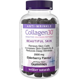 Webber Naturals Collagen30 Anti-Wrinkle Gummy, 2,500mg of Bioactive Collagen Peptides Per Serving, 110 Gummies, Helps Reduce Deep Wrinkles, Fine Lines & Stimulates Skin Cells