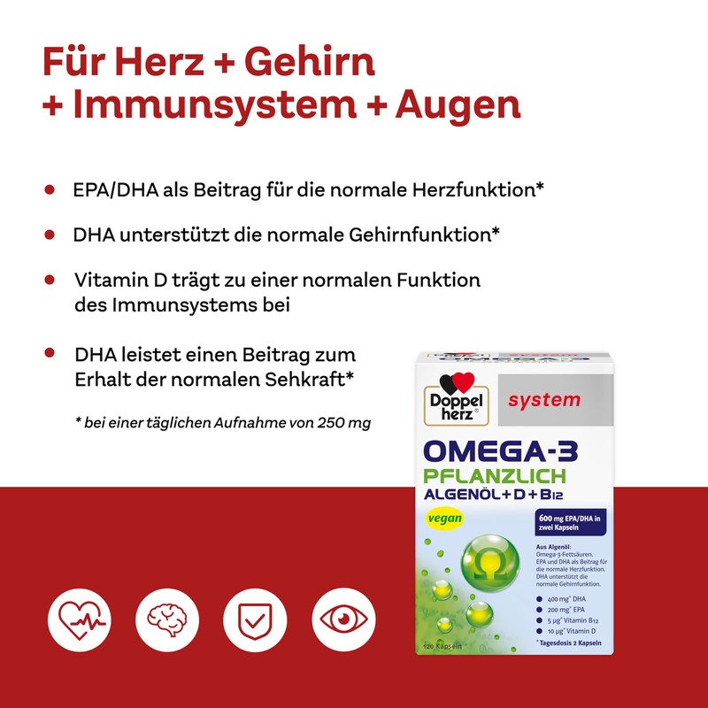 Doppelherz System Omega-3 Vegetable - Algae Oil - with Vitamin