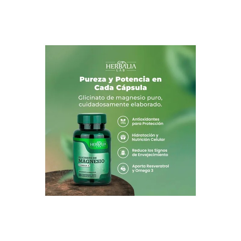 Glicinato de Magnesio 400mg Magnesio Glicinato + Omega 3 Fórmula