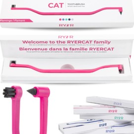 RYERCAT Flamingo Dual Sided Cat Toothbrush - Micro Head ToothBrush to fit into Cat's Mouth - Cat Dental Supplies