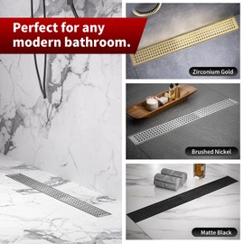 Sharp-tec 32 inch Linear Shower Drain, Brushed Rectangular Floor Drain, V-Shape Design Drain Channel, 304 Stainless Steel, cUPC Certificated for Bathroom Shower Room (Drain Base is Not Included)