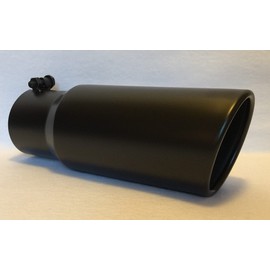 FLAT BLACK 3.5" X 4.5" X 12" ROLLED SLANT DIESEL EXHAUST TIP (BOLT ON)