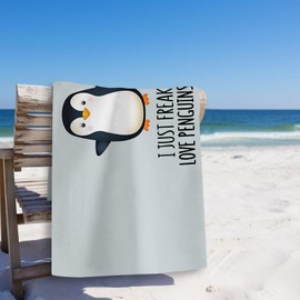 Tzhim Penguin Beach Towels, Cute Penguin Gifts, Sand Towel Large Bath Towels Gifts for Women, Girls, Kids, Toddler, 29x60in