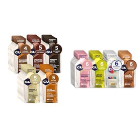 GU GU Energy Original Sports Nutrition Energy Gel, 24-Count, Assorted Indulgent Flavors & Original Sports Nutrition Energy Gels, 24-Count, Assorted Caffeine-Free Flavors Variety Pack