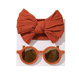yangzerang Baby Bow Headband & Sunglasses Set Baby Hairband Soft Stretchy Nylon Hair Bands Handmade Waffle Baby Hair Accessories for Children Girls Infants Toddlers