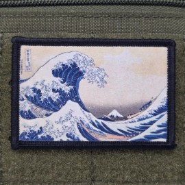 Great Wave Patch Moral Tactical Military Army USA Flag Hook & Loop 048