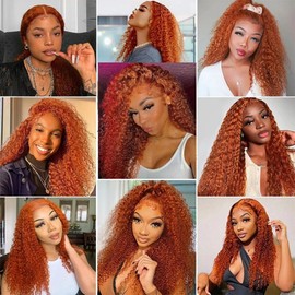 Ginger Deep Wave Bundles Color 350 Burnt Orange Deep Curly Human Hair Bundles 16 18 20 inch Double Weft Brazilian Ginger Orange Human Hair Extensions