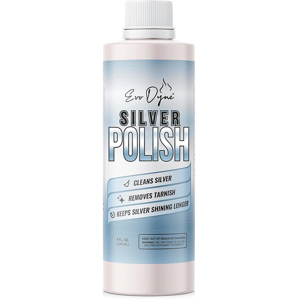 Silver Polish, Silver Cleaner (8-oz Bottle), Made in the USA | Silver Jewelry Cleaner – Gently Removes & Prevents Tarnish from Occurring without Scratching | Safe to Use on All Silvers by Evo Dyne