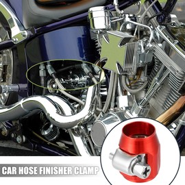 X AUTOHAUX 5 Pcs AN4 Hex Car Hose Finisher Flexible Pipe Clamp with Screw Red