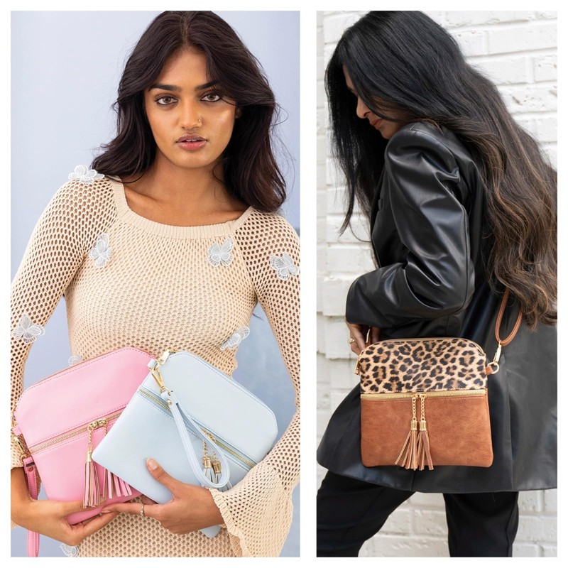 Tara Vegan Leather Crossbody Bags Wristlet Wallets Clutch Purses Shoulder