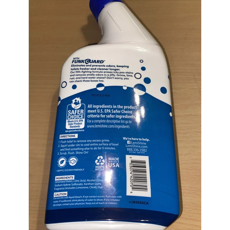 Lemi Shine Toilet Bowl Cleaner, Bleach-Free, Removes Tough Stains and