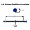 Body Candy Stainless Steel 1.57mm Blue Micro Nose Stud Bone